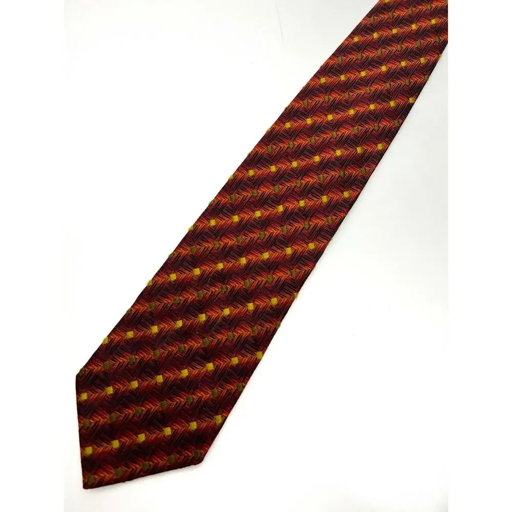 Ermenegildo Zegna Made in Italy Mens Vtg Necktie Brown Gold 100% Silk Luxury Tie - Picture 6 of 10